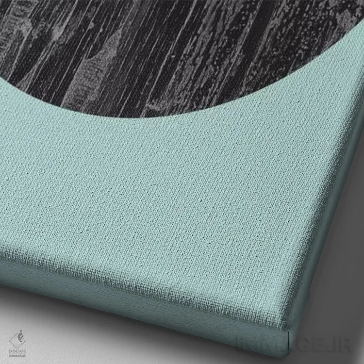 تابلو مینیمال دایره سیاه اثر فلت اول - نمای نزدیک بافت بوم