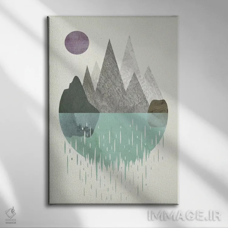 تابلو مینیمال آبشار اثر فلت اول - نمای روبهرو روی دیوار