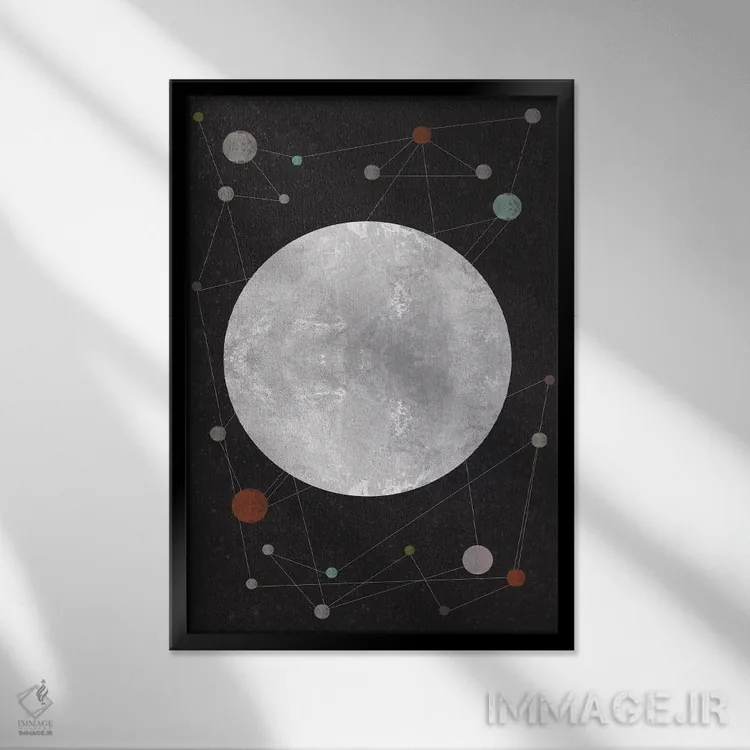 تابلو انتزاعی صورت فلکی ناشناخته اثر فلت اول - نمای قابدار مشکی