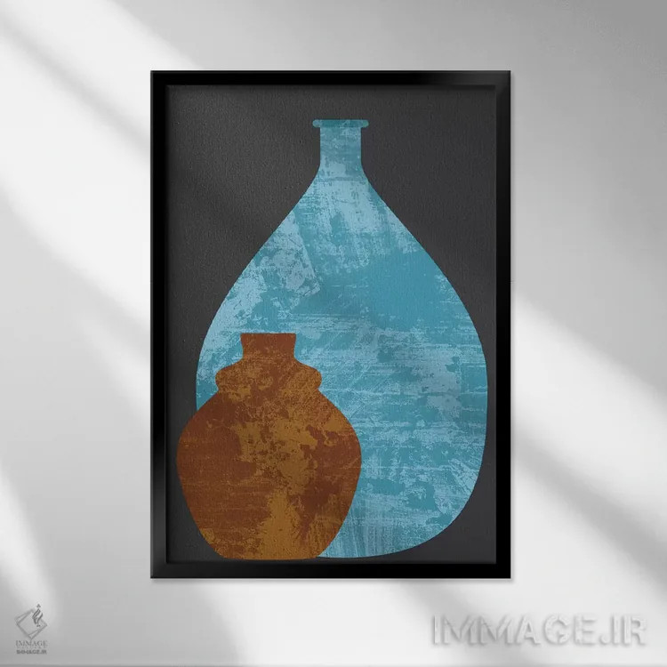 تابلو مینیمال گلدان ها اثر فلت اول - نمای قابدار مشکی