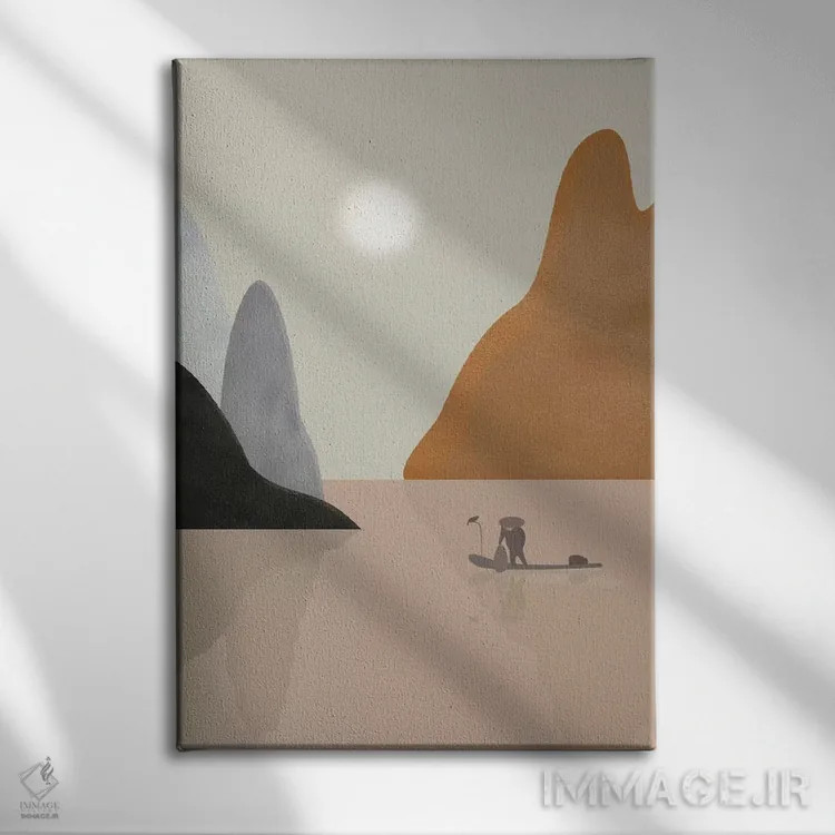 تابلو دکوراتیو منظره چینی اثر فلت اول - نمای روبهرو روی دیوار