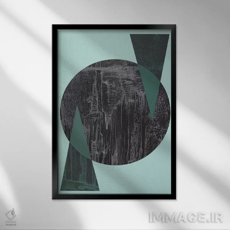 تابلو مینیمال دایره سیاه اثر فلت اول - نمای قابدار مشکی