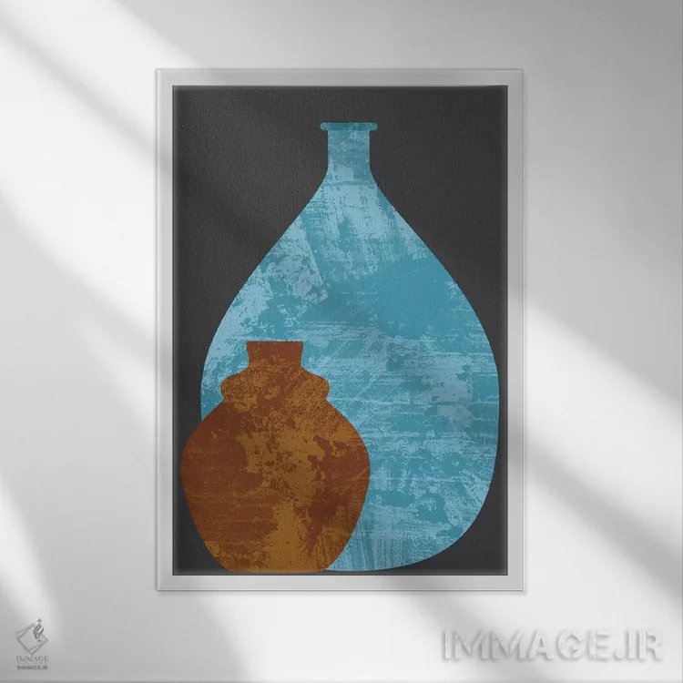 تابلو مینیمال گلدان ها اثر فلت اول - نمای قابدار سفید