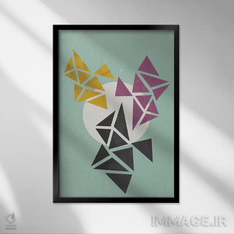 تابلو مینیمال دایره سفید اثر فلت اول - نمای قابدار مشکی