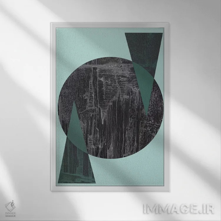 تابلو مینیمال دایره سیاه اثر فلت اول - نمای قابدار سفید