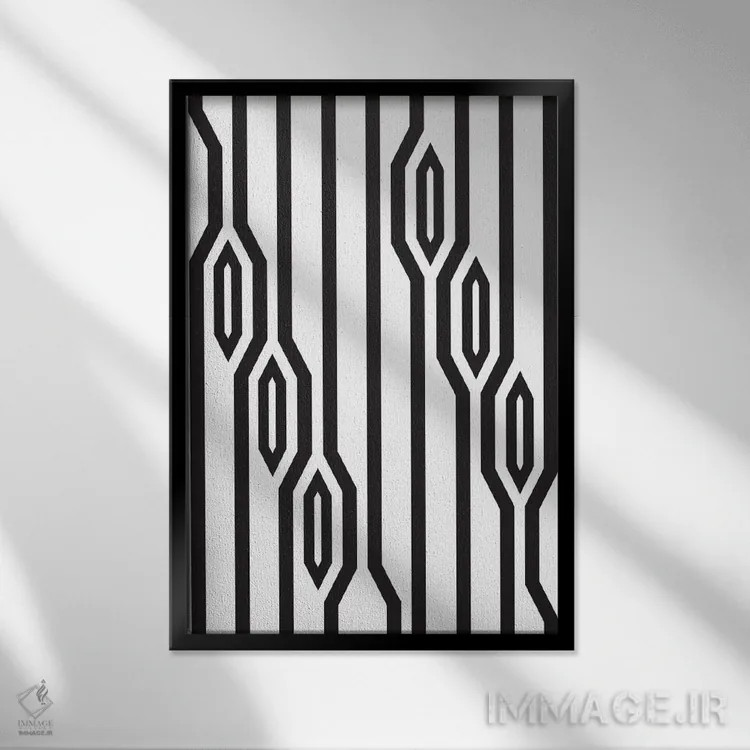 تابلو انتزاعی خطوط عمودی اثر فلت اول - نمای قابدار مشکی