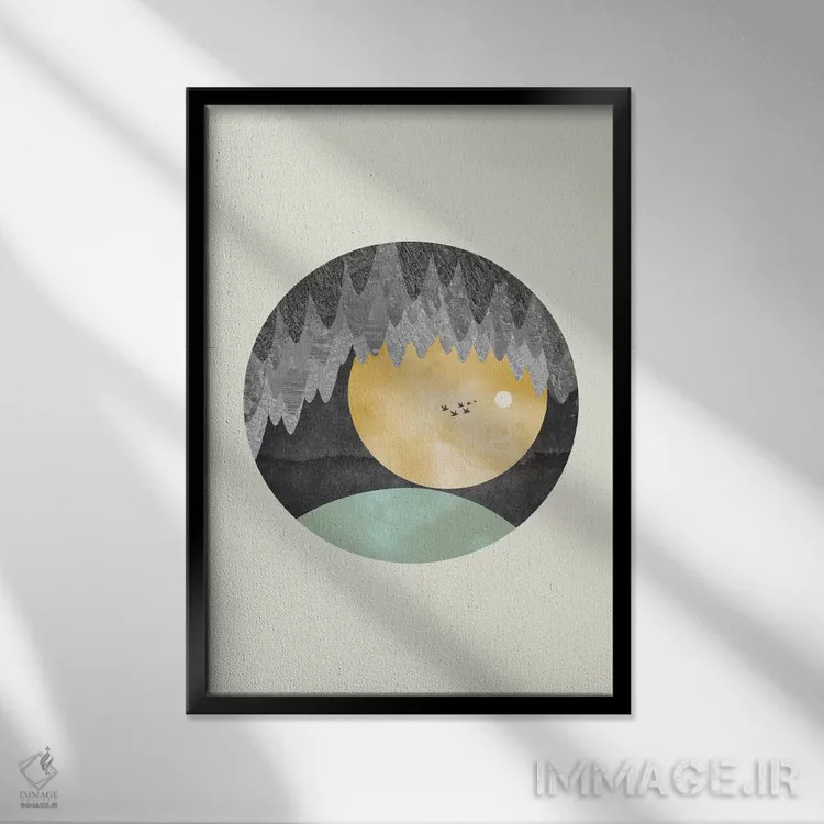 تابلو انتزاعی چشم انداز از غار اثر فلت اول - نمای قابدار مشکی