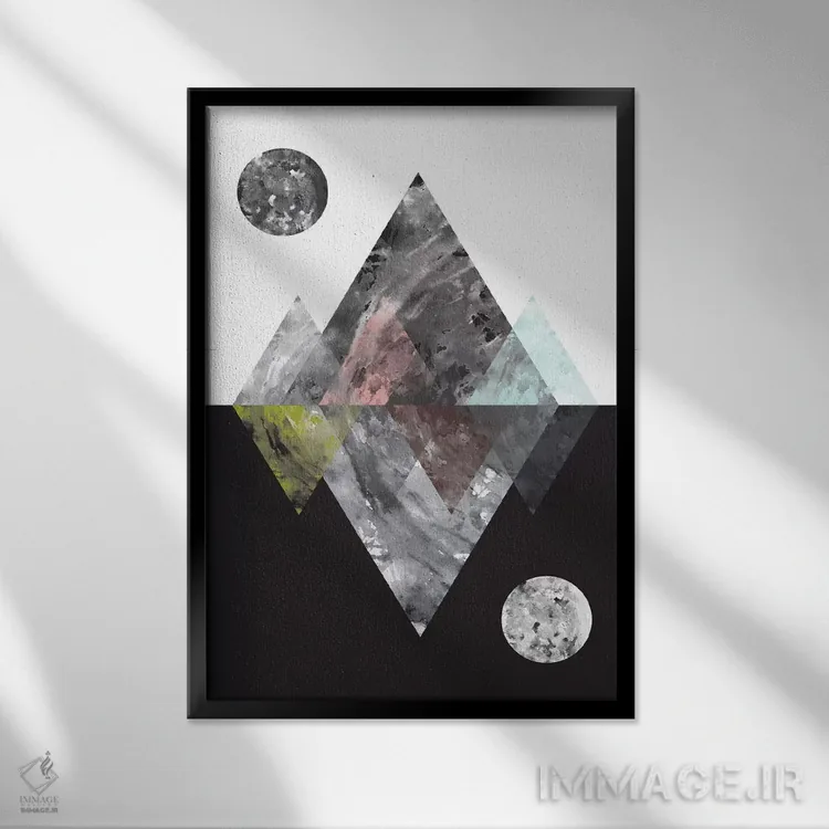 تابلو انتزاعی دنیاهای منعکس شده اثر فلت اول - نمای قابدار مشکی