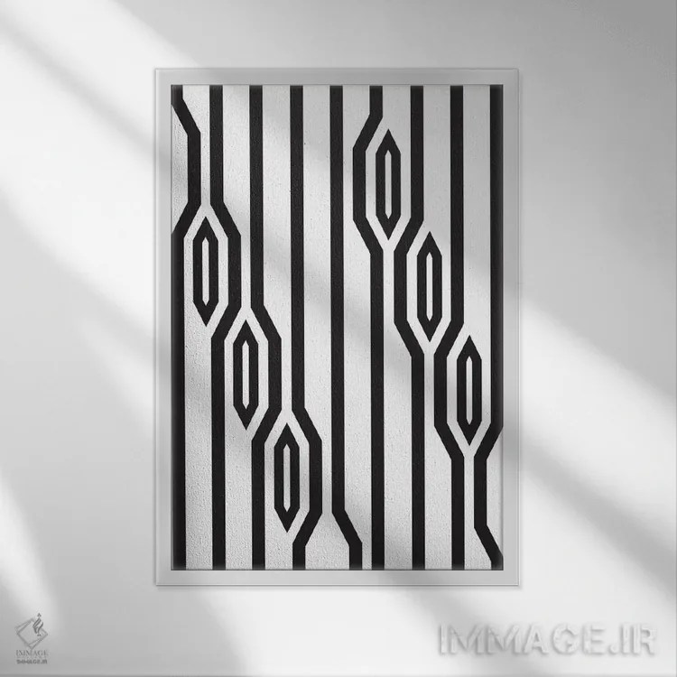 تابلو انتزاعی خطوط عمودی اثر فلت اول - نمای قابدار سفید