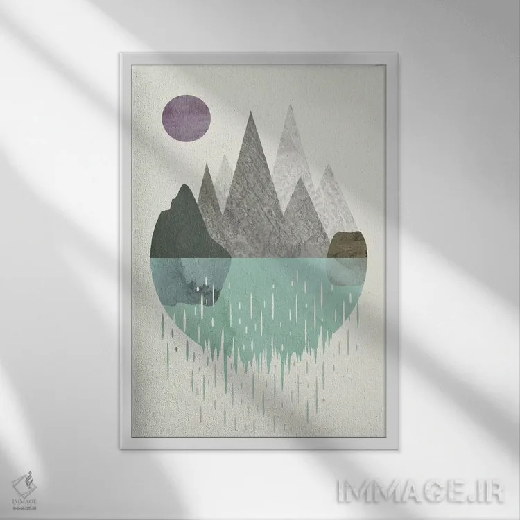 تابلو مینیمال آبشار اثر فلت اول - نمای قابدار سفید