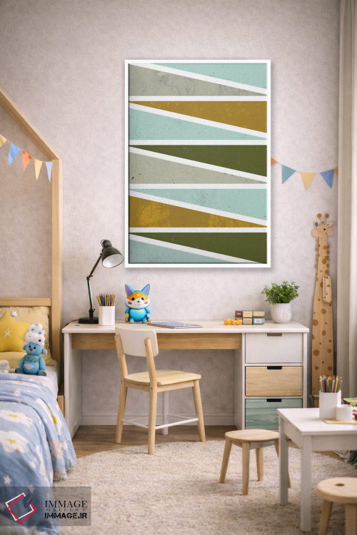 تابلو انتزاعی مثلث های ۹۰ درجه ۱ اثر فلت اول - D1W