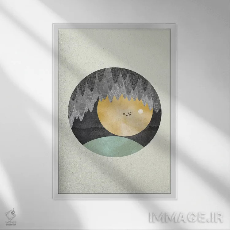 تابلو انتزاعی چشم انداز از غار اثر فلت اول - نمای قابدار سفید