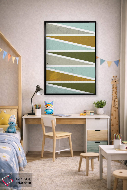 تابلو انتزاعی مثلث های ۹۰ درجه ۱ اثر فلت اول - D3B