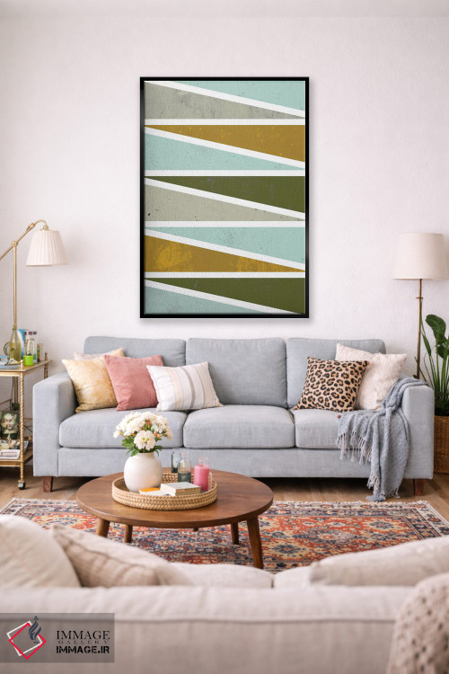 تابلو انتزاعی مثلث های ۹۰ درجه ۱ اثر فلت اول - D2B