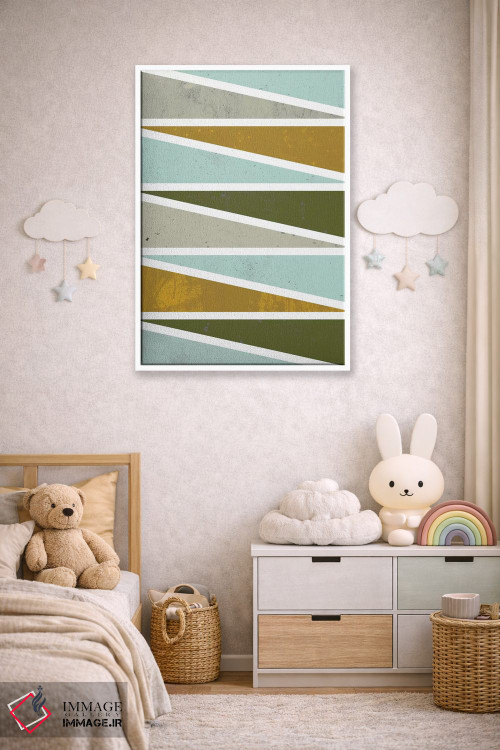 تابلو انتزاعی مثلث های ۹۰ درجه ۱ اثر فلت اول - D5W