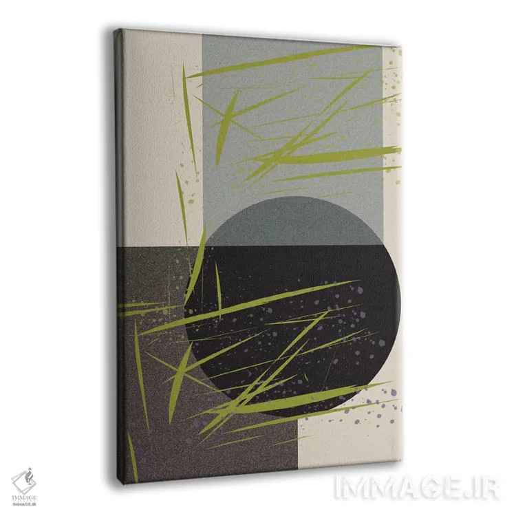 تابلو انتزاعی دایره و چمن اثر فلت اول - نمای پرسپکتیو محصول