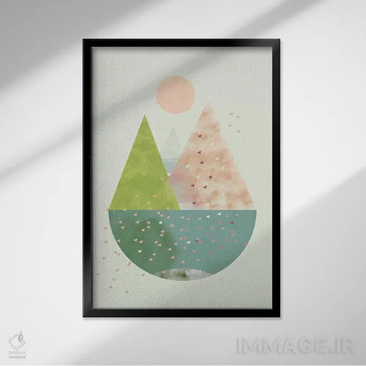 تابلو مینیمال بهار اثر فلت اول - نمای قابدار مشکی