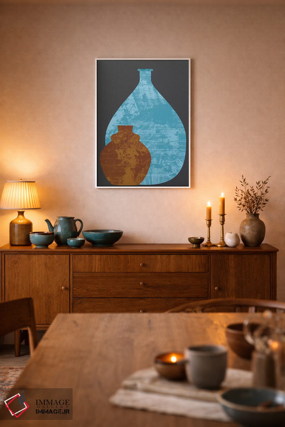 تابلو مینیمال گلدان ها اثر فلت اول - D6W