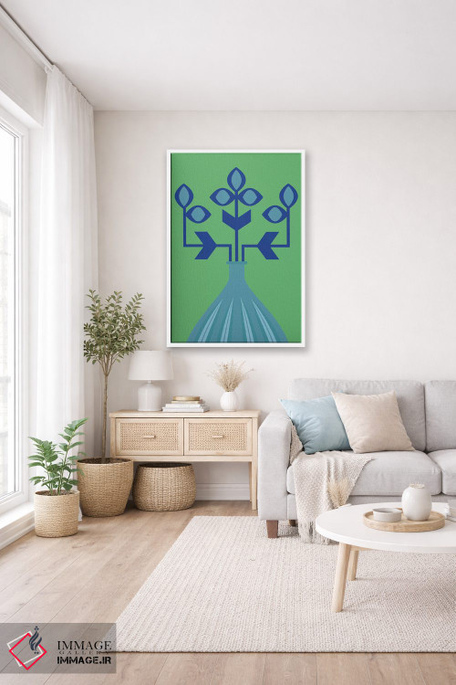 تابلو انتزاعی گل آبی اثر فلت اول - D2W