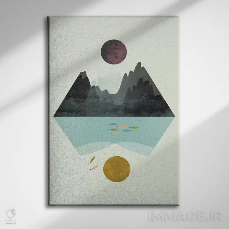 تابلو انتزاعی طوفان و آرامش اثر فلت اول - نمای روبهرو روی دیوار