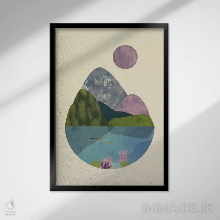 تابلو مینیمال تابستان اثر فلت اول - نمای قابدار مشکی