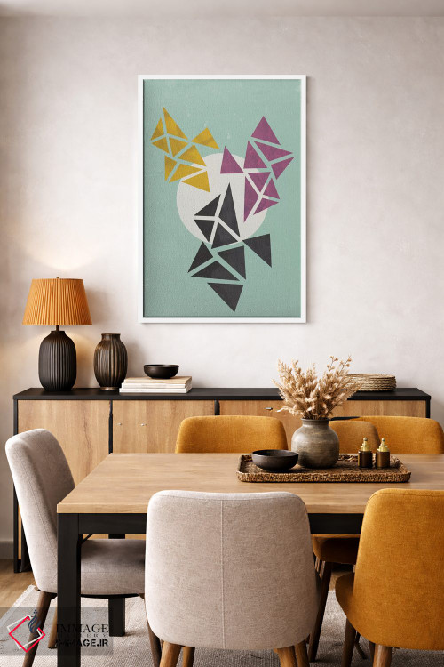 تابلو مینیمال دایره سفید اثر فلت اول - D6W