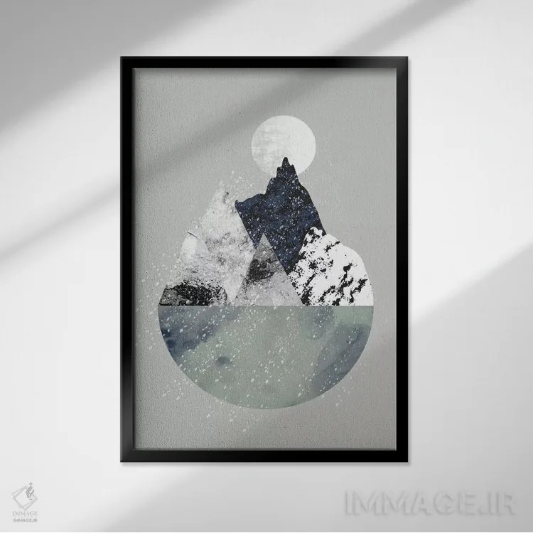 تابلو مینیمال زمستان اثر فلت اول - نمای قابدار مشکی