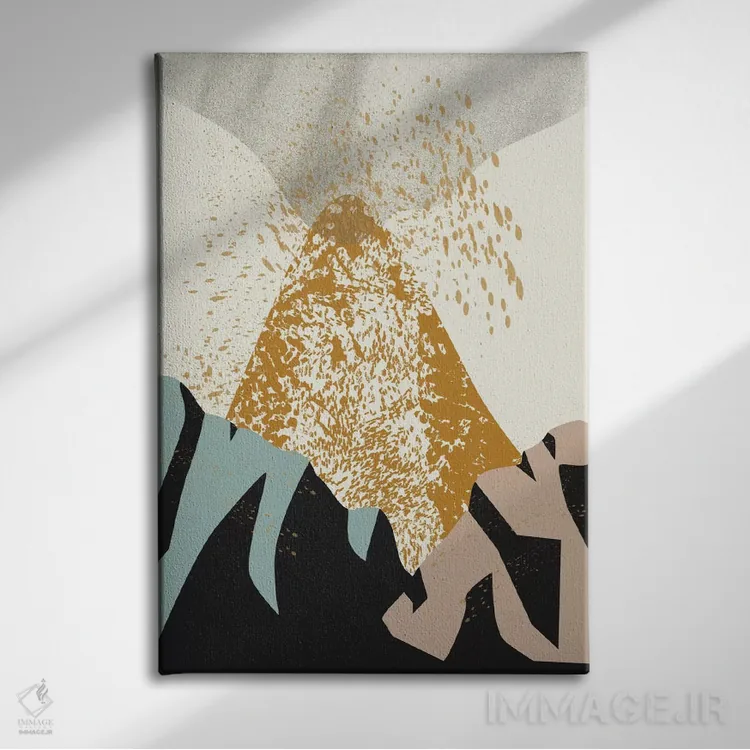 تابلو انتزاعی آتشفشان اثر فلت اول - نمای روبهرو روی دیوار