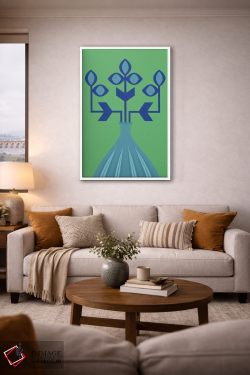 تابلو انتزاعی گل آبی اثر فلت اول - D3W