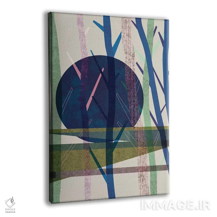 تابلو انتزاعی ماه آبی اثر فلت اول - نمای پرسپکتیو محصول