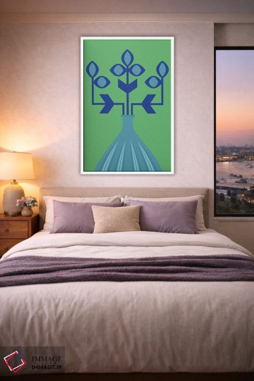 تابلو انتزاعی گل آبی اثر فلت اول - D4W