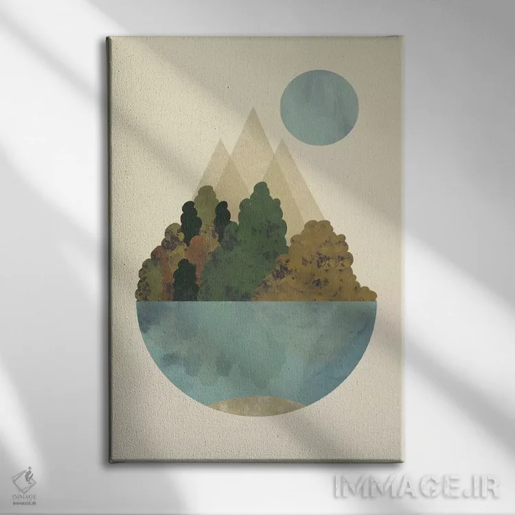 تابلو مینیمال پاییز اثر فلت اول - نمای روبهرو روی دیوار