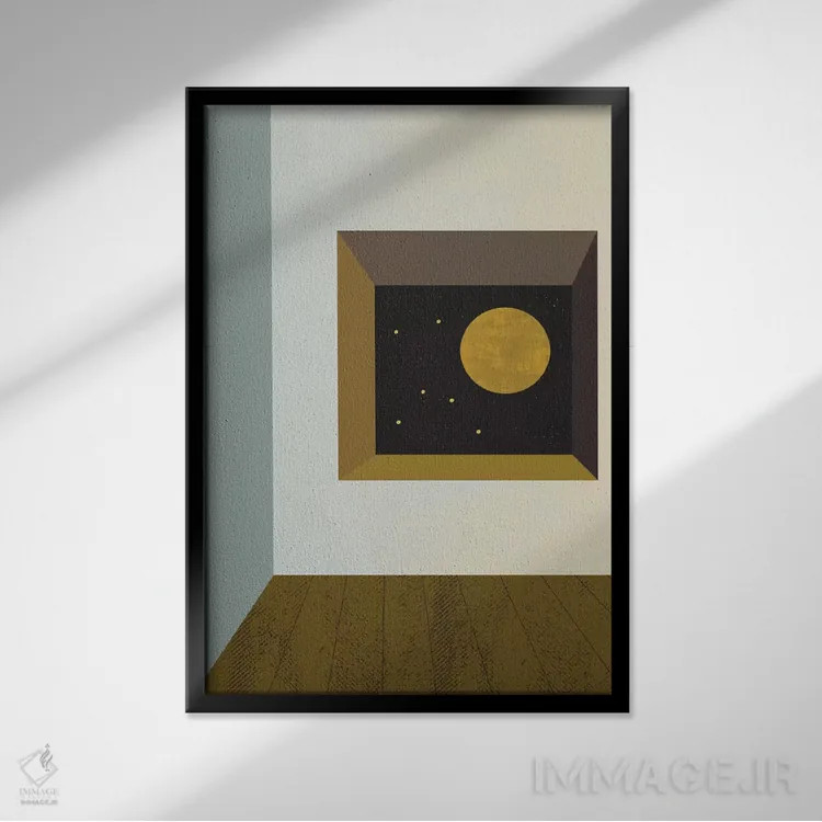 تابلو مینیمال اتاق اثر فلت اول - نمای قابدار مشکی