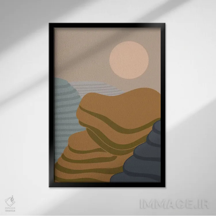 تابلو دکوراتیو مزارع پلکانی اثر فلت اول - نمای قابدار مشکی