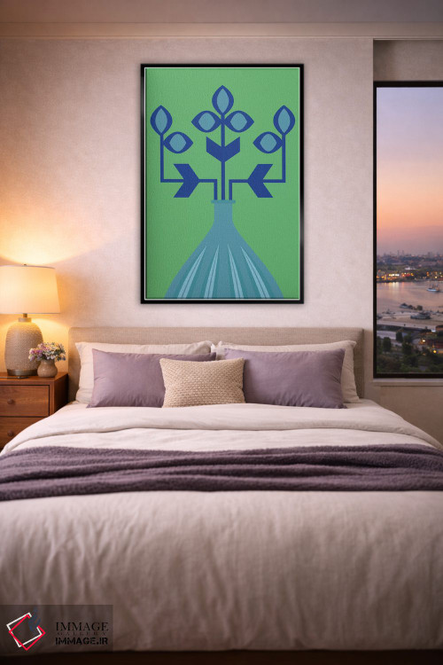 تابلو انتزاعی گل آبی اثر فلت اول - D6B