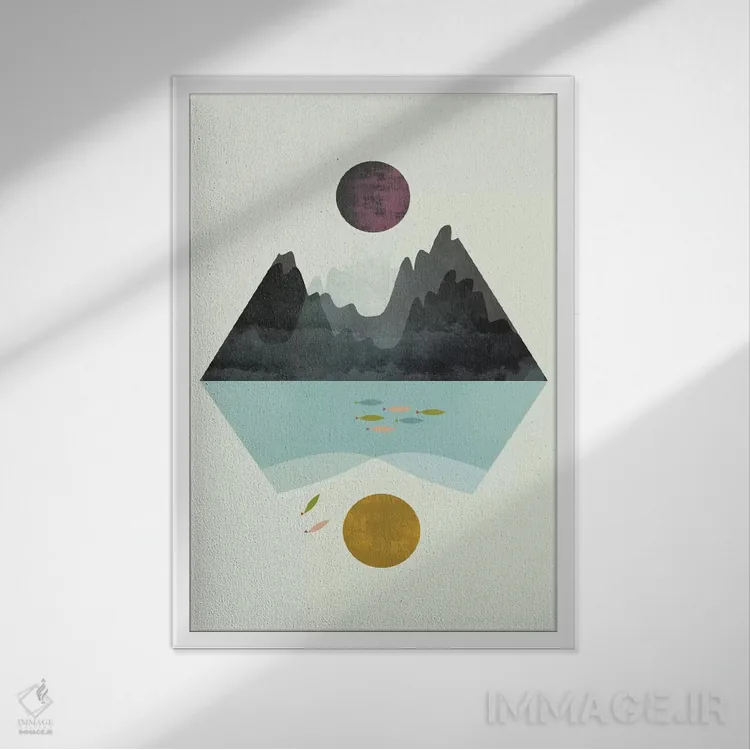 تابلو انتزاعی طوفان و آرامش اثر فلت اول - نمای قابدار سفید