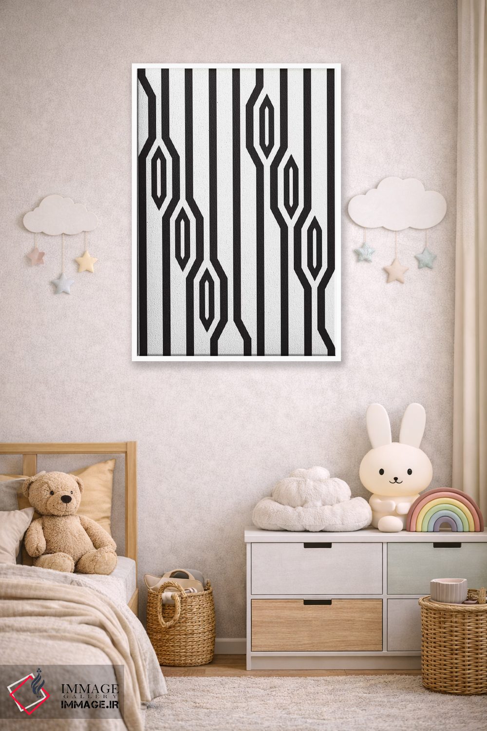 تابلو انتزاعی خطوط عمودی اثر فلت اول - D4W