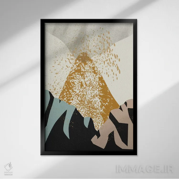 تابلو انتزاعی آتشفشان اثر فلت اول - نمای قابدار مشکی