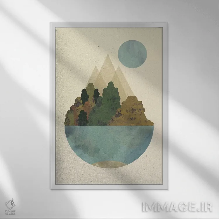 تابلو مینیمال پاییز اثر فلت اول - نمای قابدار سفید