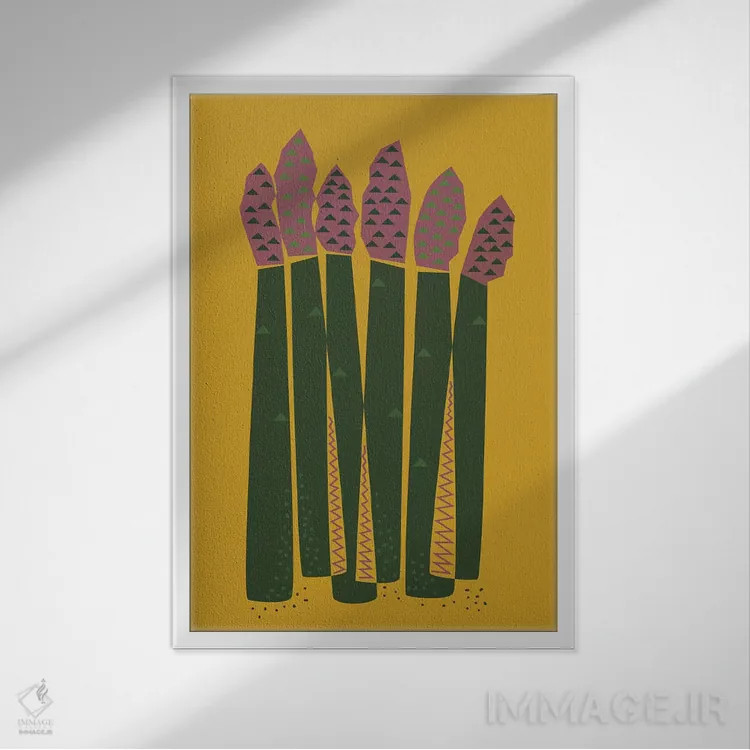 تابلو مدرن مارچوبه اثر فلت اول - نمای قابدار سفید