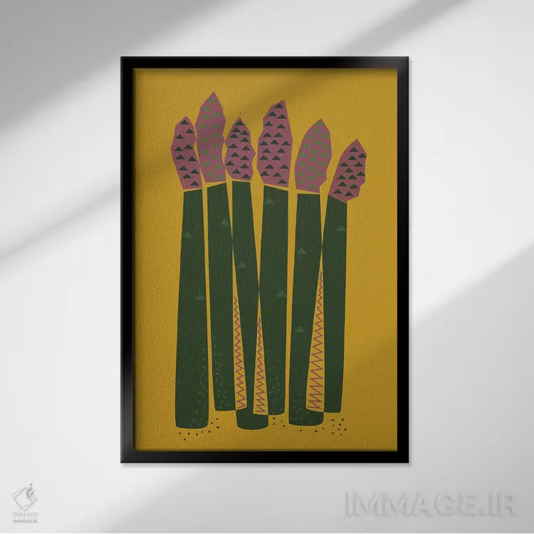 تابلو مدرن مارچوبه اثر فلت اول - نمای قابدار مشکی