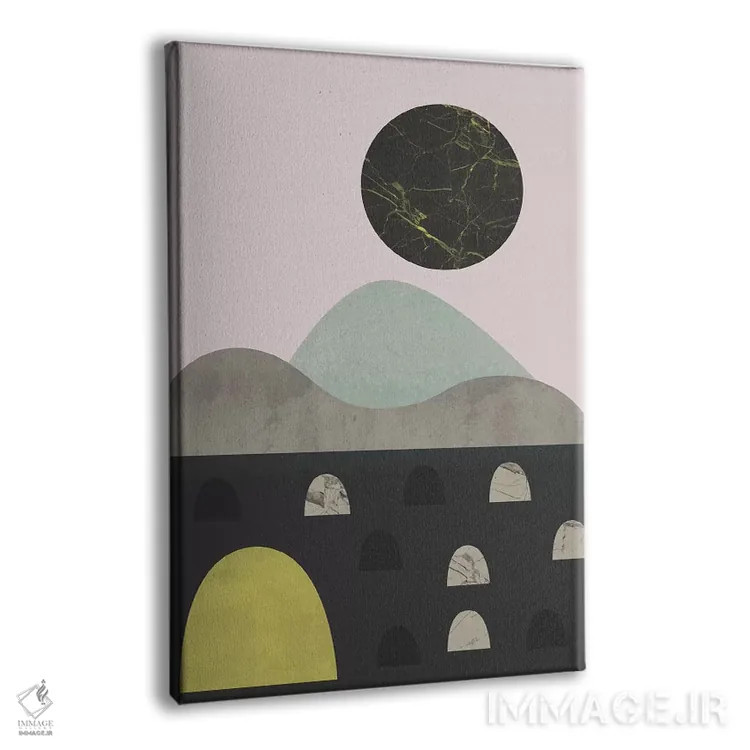 تابلو مینیمال سنگ ها و ماه اثر فلت اول - نمای پرسپکتیو محصول