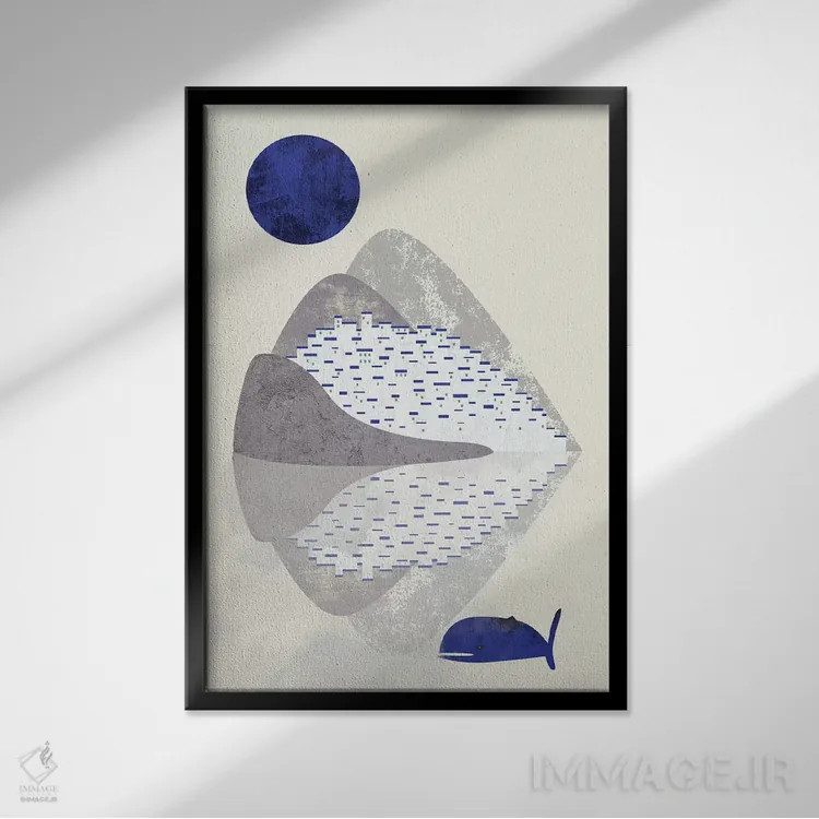 تابلو مینیمال خانه های ساحلی اثر فلت اول - نمای قابدار مشکی