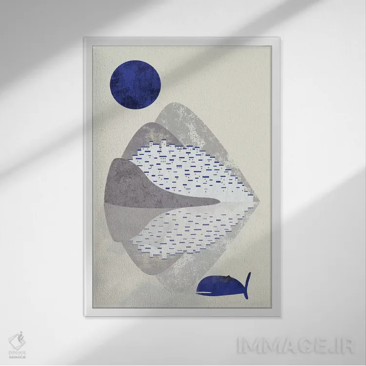 تابلو مینیمال خانه های ساحلی اثر فلت اول - نمای قابدار سفید