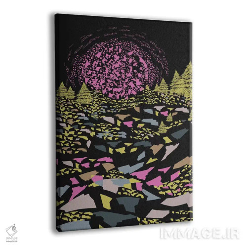 تابلو انتزاعی تپه های وهم آلود رنگارنگ اثر فلت اول - نمای پرسپکتیو محصول