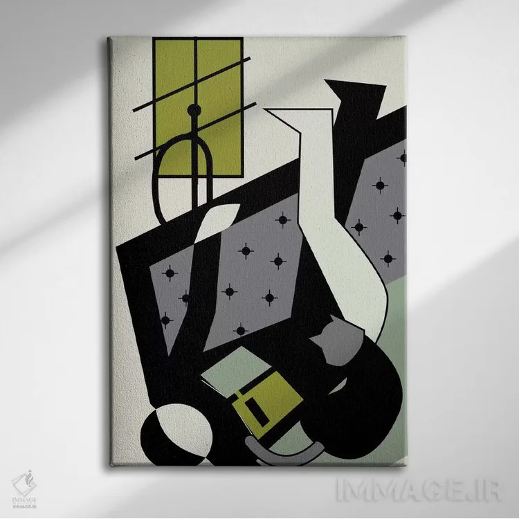 تابلو مدرن کتاب ها و گربه ها اثر فلت اول - نمای روبهرو روی دیوار