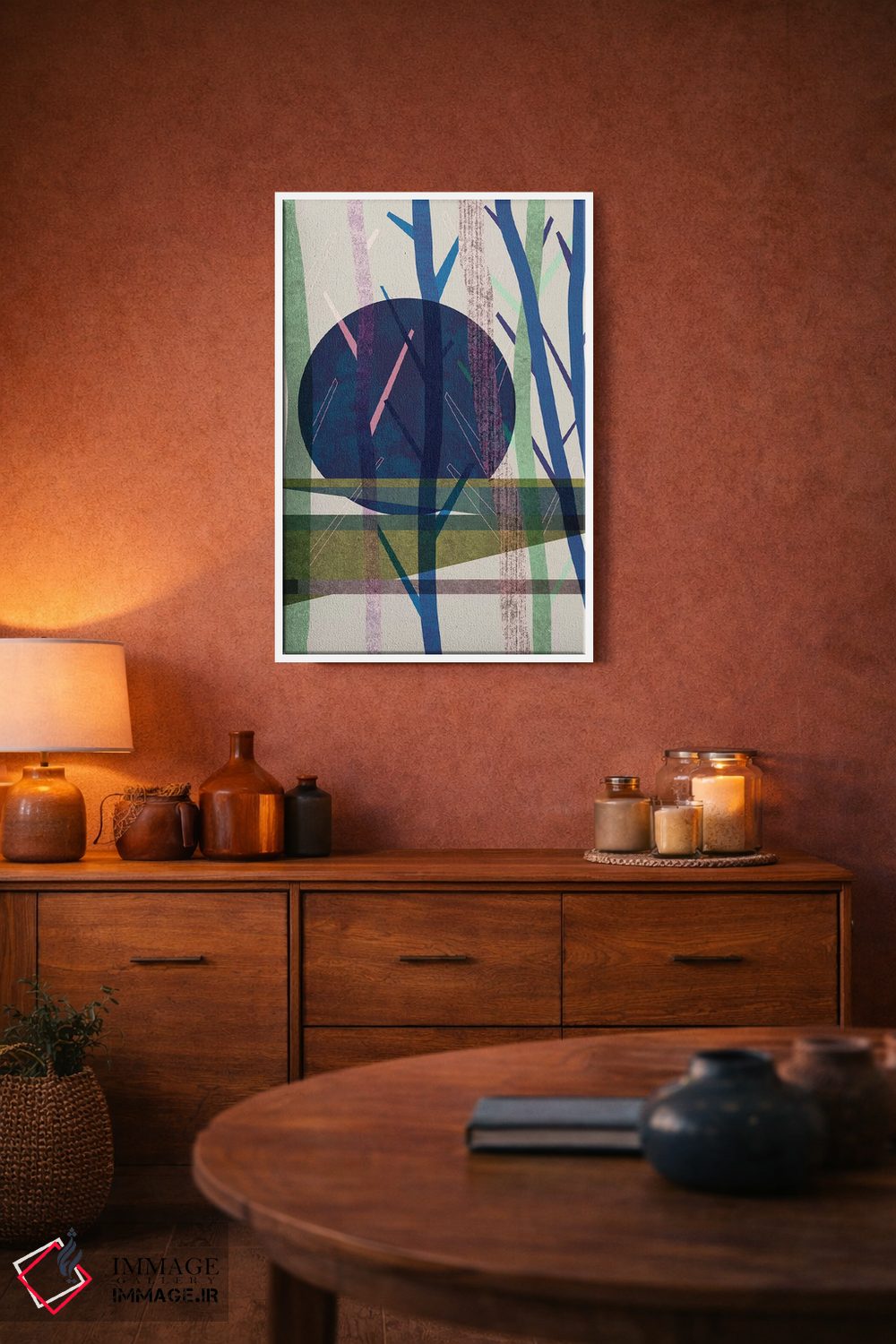 تابلو انتزاعی ماه آبی اثر فلت اول - D3W