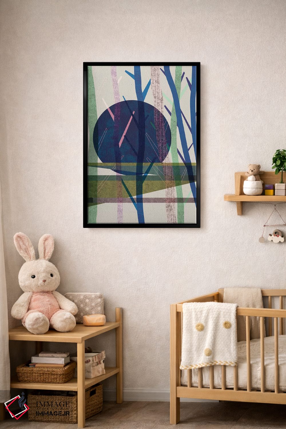 تابلو انتزاعی ماه آبی اثر فلت اول - D5B