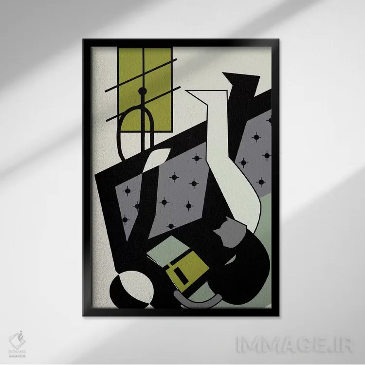 تابلو مدرن کتاب ها و گربه ها اثر فلت اول - نمای قابدار مشکی