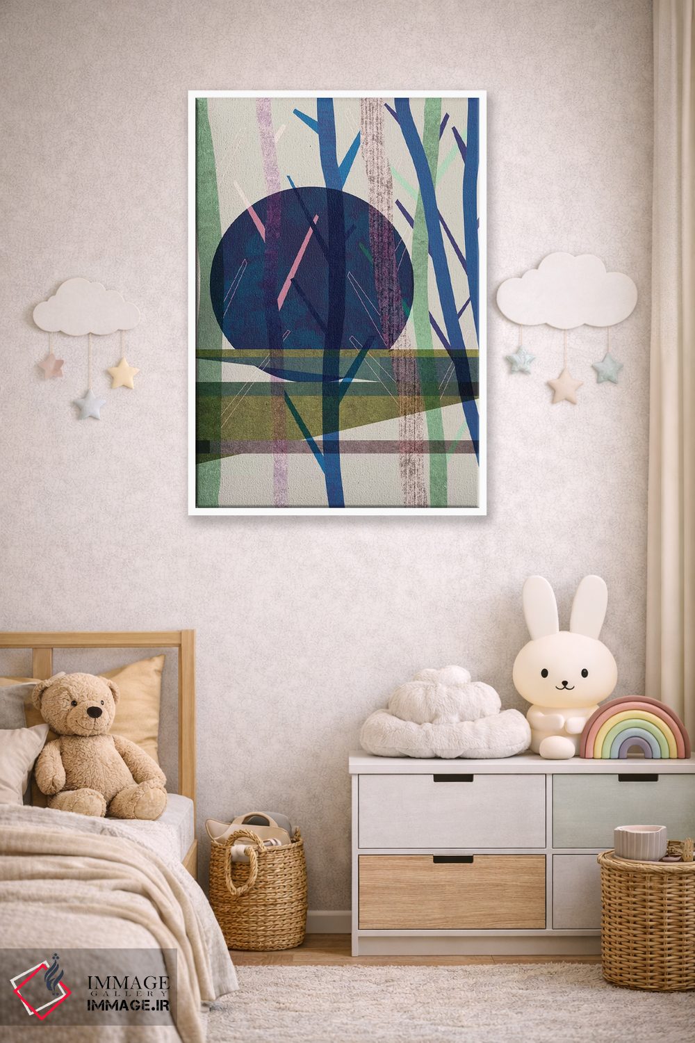 تابلو انتزاعی ماه آبی اثر فلت اول - D4W